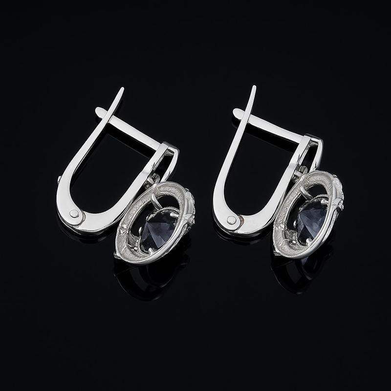 Серьги сапфир Индия (серебро 925 пр. родир. бел.) огранка