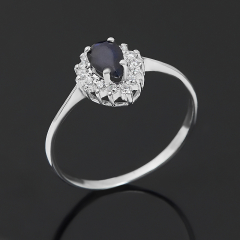 Кольцо сапфир Индия (серебро 925 пр. родир. бел.) огранка размер 19