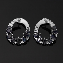 Серьги сапфир Индия (серебро 925 пр. родир. бел.) огранка