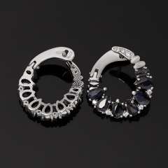 Серьги сапфир Индия (серебро 925 пр. родир. бел.) огранка