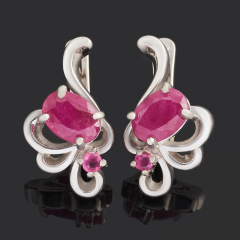 Серьги рубин Мьянма (серебро 925 пр. родир. бел.) огранка