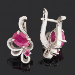 Серьги рубин Мьянма (серебро 925 пр. родир. бел.) огранка