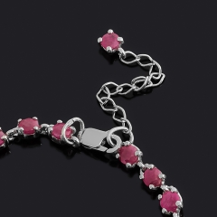 Браслет рубин Мьянма (серебро 925 пр. родир. бел.) огранка 4 мм 18 см (+4 см)