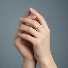 Кольцо лунный камень (адуляр) Индия (латунь позолота) огранка размер 17,5