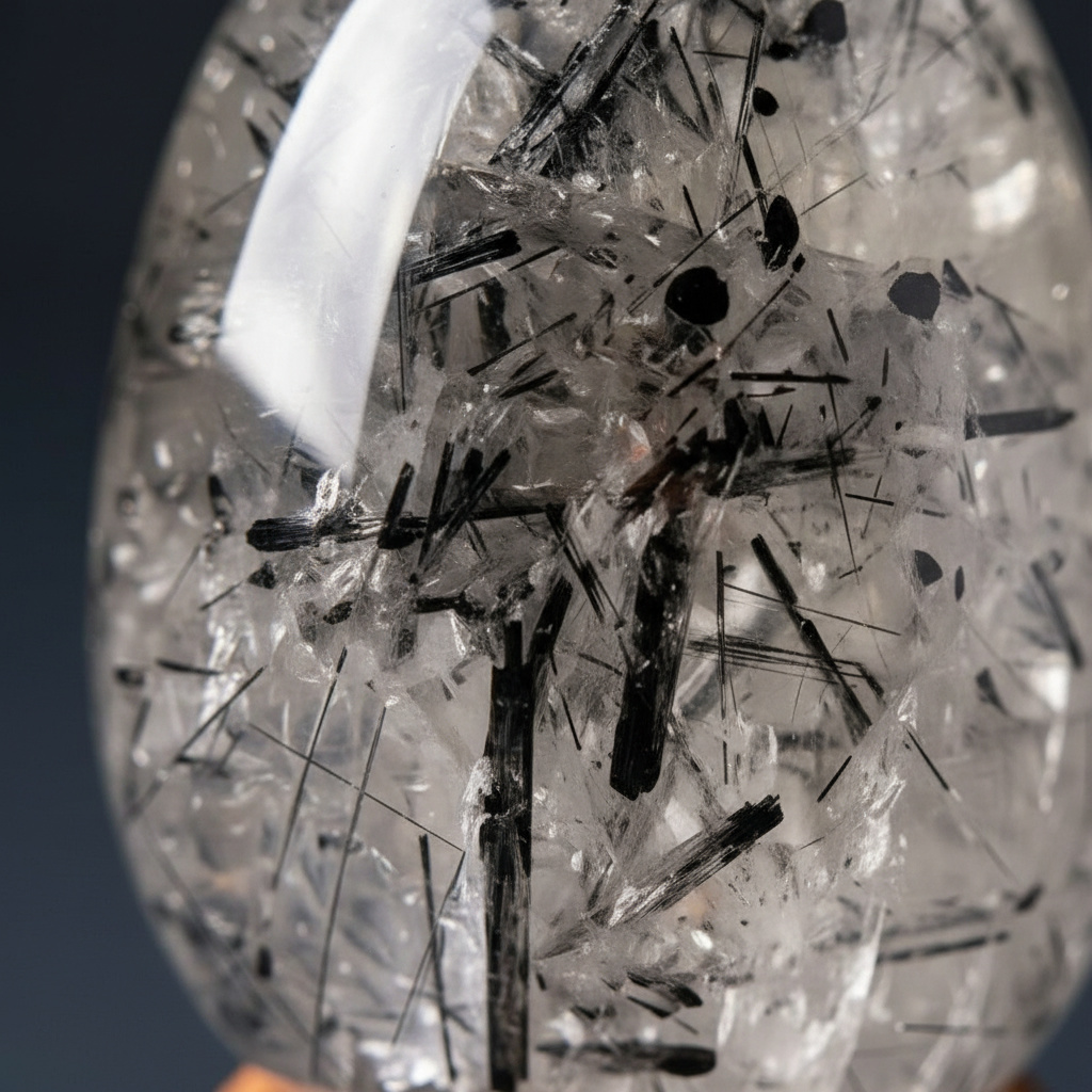 Яйцо кварц с турмалином Бразилия 7&nbsp;см