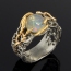 Кольцо опал благородный белый Эфиопия (серебро 925 пр. позолота, родир. черн.) размер 18