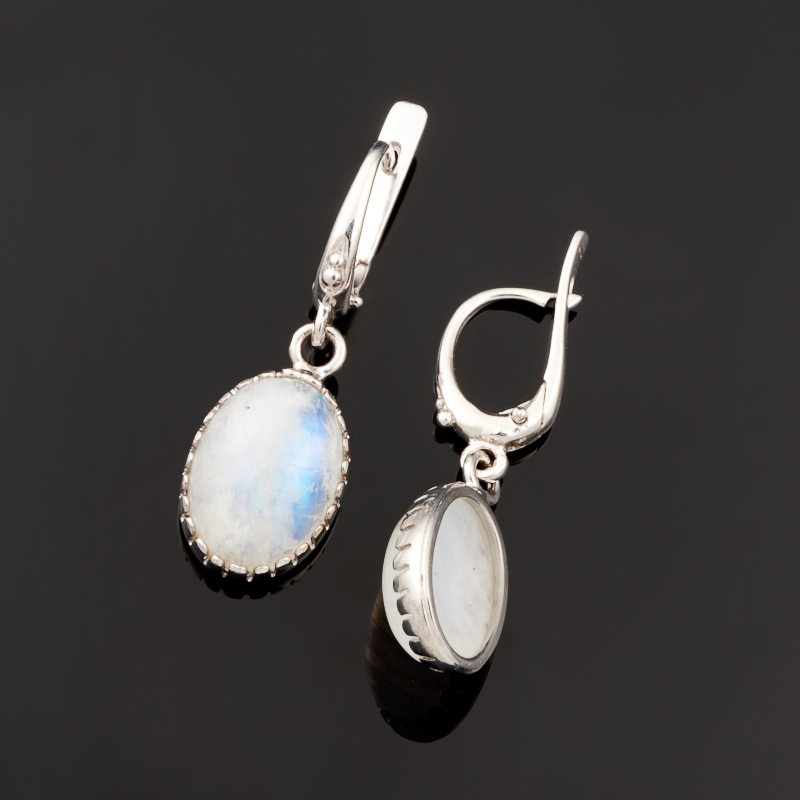 Серьги лунный камень (адуляр) Индия (серебро 925 пр.)