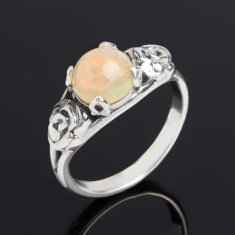 Кольцо опал благородный желтый Эфиопия (серебро 925 пр. оксидир.) размер 18,5