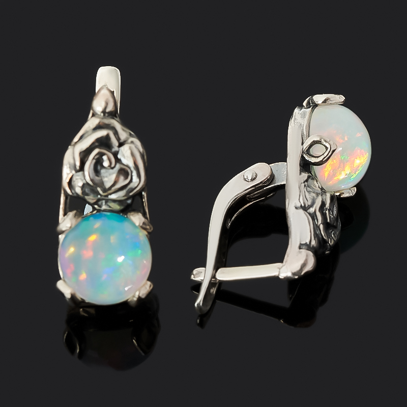 Серьги опал благородный желтый Эфиопия (серебро 925 пр. оксидир.)