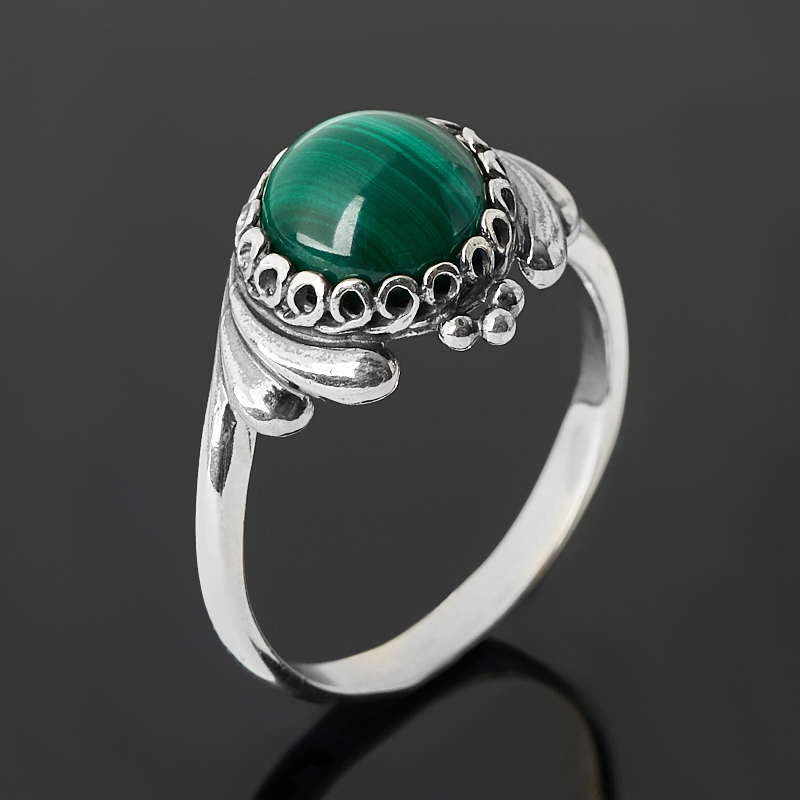 Кольцо малахит Конго (серебро 925 пр. оксидир.) размер 19