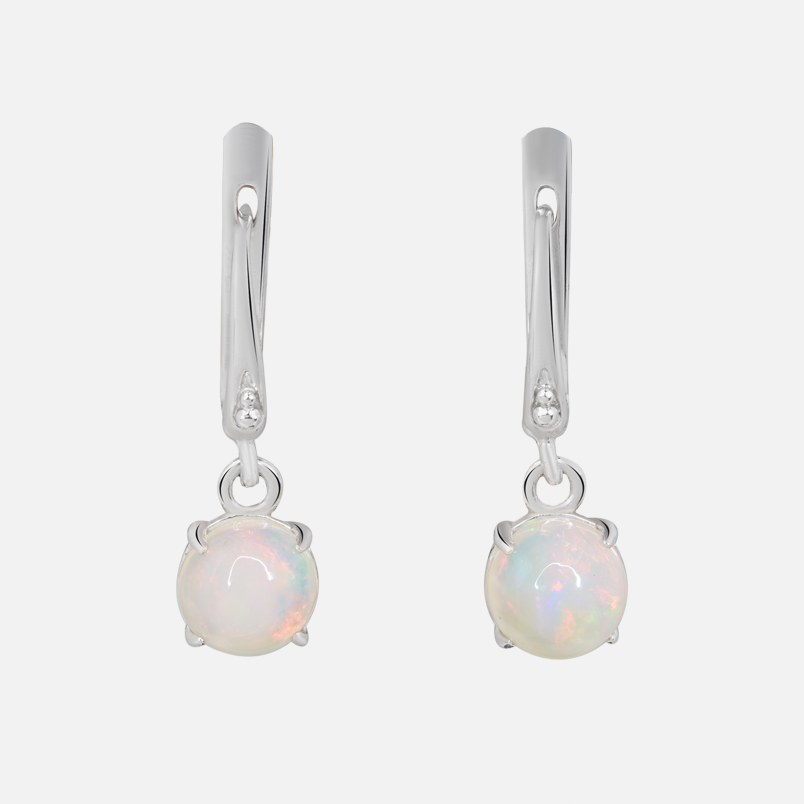 Серьги опал благородный белый Эфиопия (серебро 925 пр.)