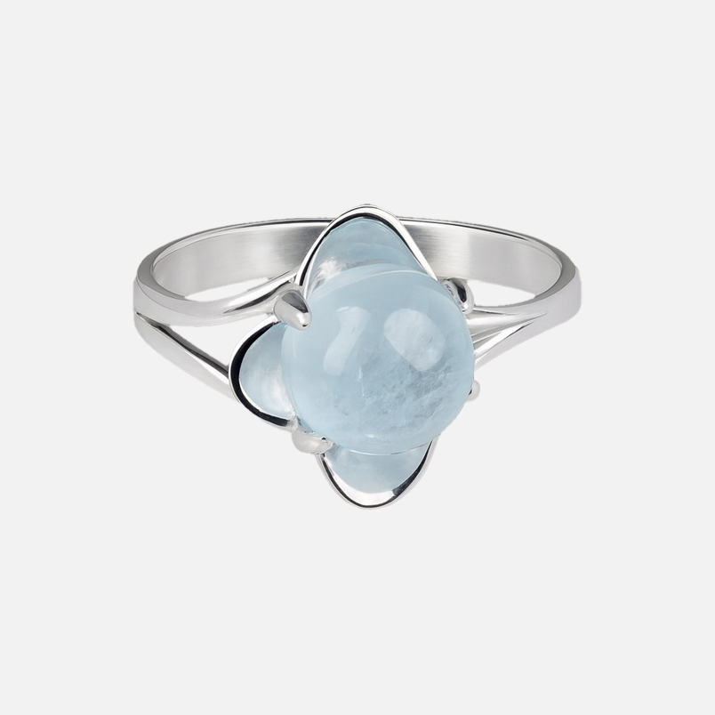 Кольцо аквамарин Россия (серебро 925 пр.) размер 17,5