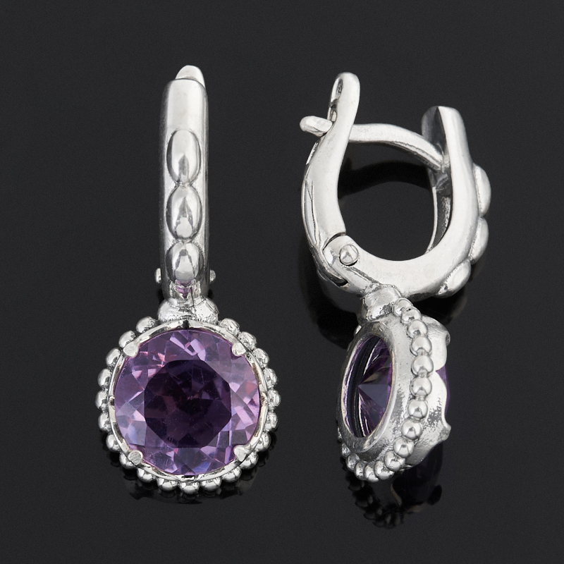 Серьги аметист Бразилия (серебро 925 пр.) огранка