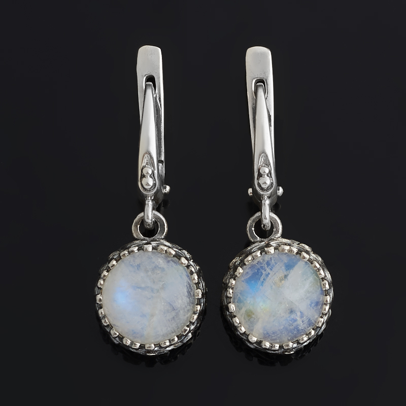 Серьги лунный камень (адуляр) Индия (серебро 925 пр. оксидир.)