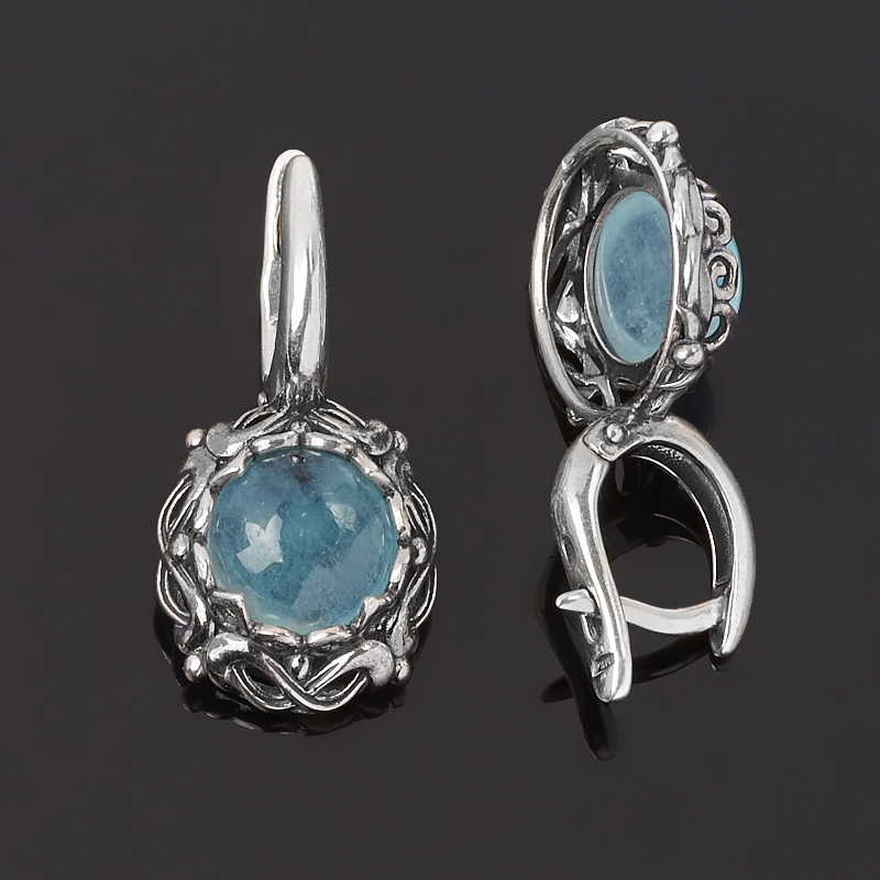 Серьги аквамарин Россия (серебро 925 пр. оксидир.)