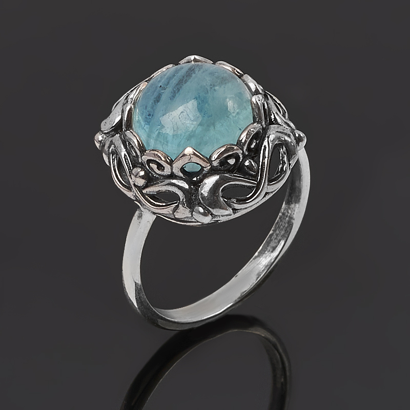 Кольцо аквамарин Бразилия (серебро 925 пр. оксидир.) размер 18,5
