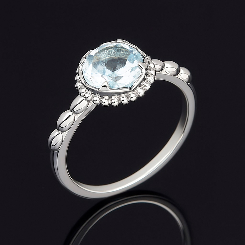 Кольцо топаз голубой Бразилия (серебро 925 пр. оксидир.) огранка размер 18,5