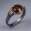 Кольцо гранат альмандин Индия (серебро 925 пр. позолота, родир. черн.) огранка размер 17,5