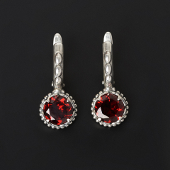 Серьги гранат альмандин Индия (серебро 925 пр. оксидир.) огранка