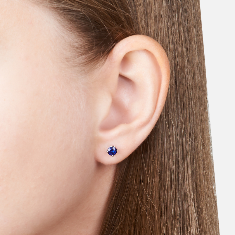 Серьги сапфир Индия (серебро 925 пр.) пуссеты огранка