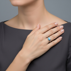Кольцо бирюза США (серебро 925 пр.) размер 18