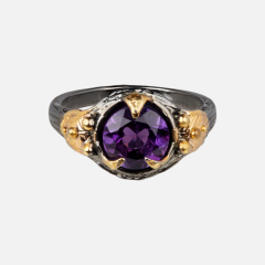 Кольцо аметист Бразилия (серебро 925 пр. позолота, родир. черн.) огранка размер 17,5