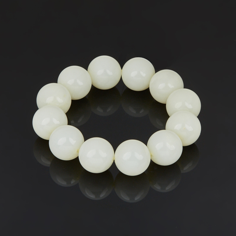 Браслет нефрит белый Россия 20 мм 19 см