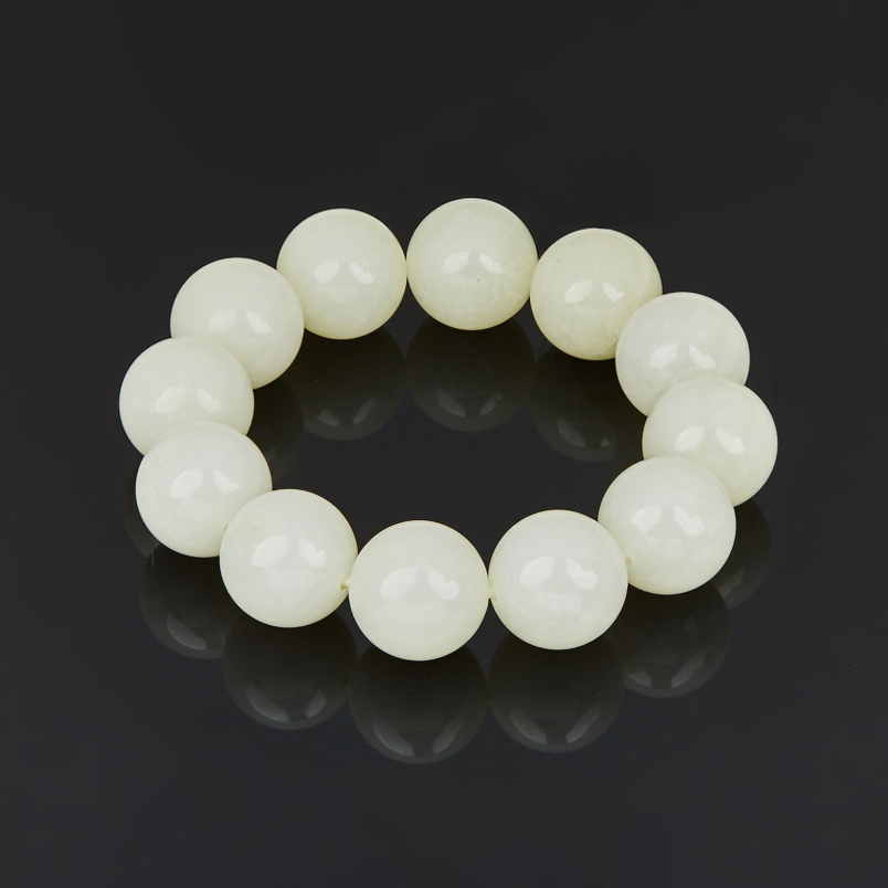 Браслет нефрит белый Россия 20 мм 19 см