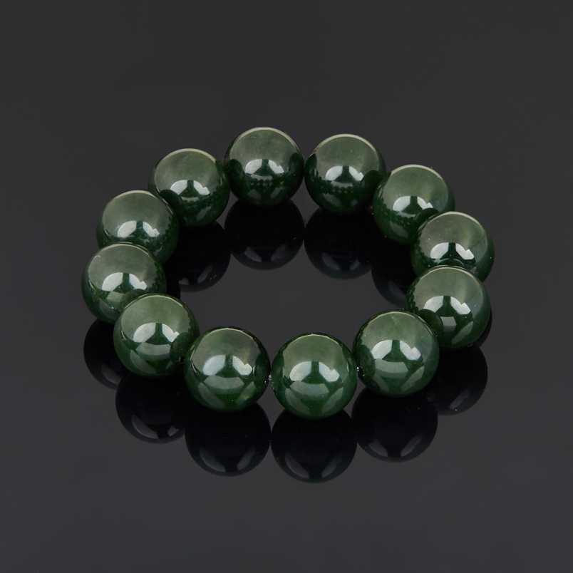 Браслет нефрит зеленый Россия 18 мм 16 см