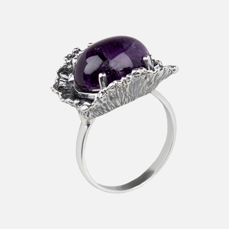 Кольцо аметист Бразилия (серебро 925 пр. оксидир.) размер 18