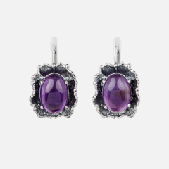 Серьги аметист Бразилия (серебро 925 пр. оксидир.)