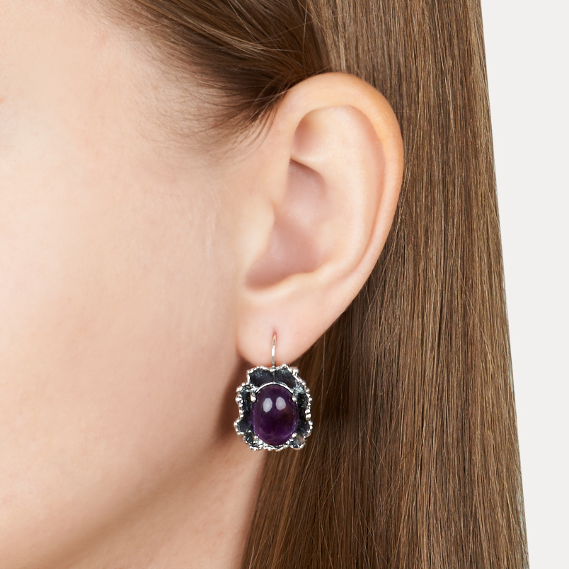 Серьги аметист Бразилия (серебро 925 пр. оксидир.)