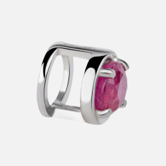 Кулон рубин Мьянма (серебро 925 пр. родир. бел.) круг огранка