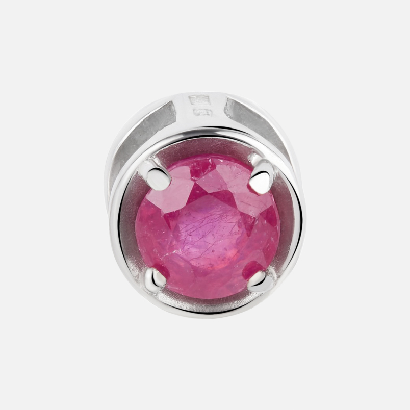 Кулон рубин Мьянма (серебро 925 пр. родир. бел.) круг огранка