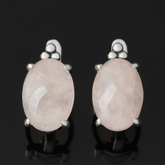 Серьги розовый кварц Бразилия (серебро 925 пр. оксидир.)