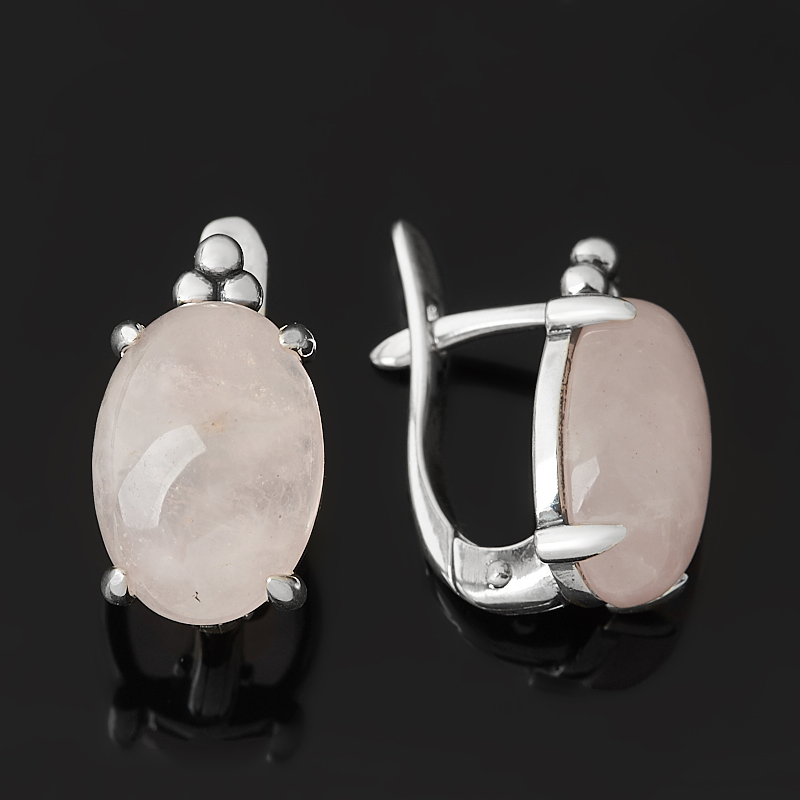 Серьги розовый кварц Бразилия (серебро 925 пр. оксидир.)