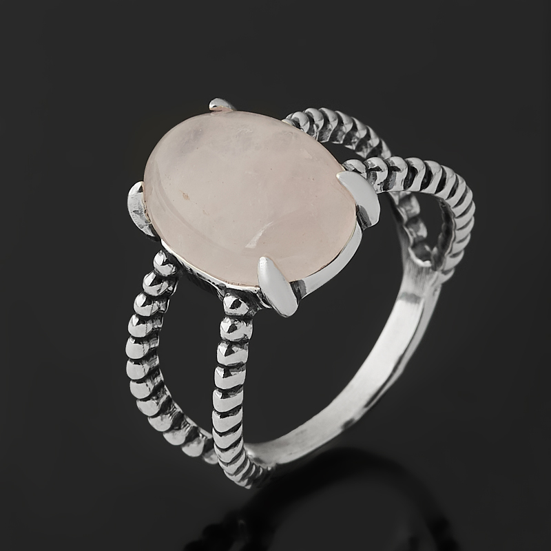 Кольцо розовый кварц Бразилия (серебро 925 пр. оксидир.) размер 18