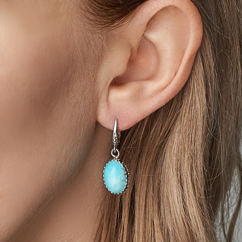 Серьги бирюза Казахстан (серебро 925 пр.)