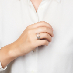 Кольцо розовый кварц Бразилия (серебро 925 пр. оксидир.) размер 17,5