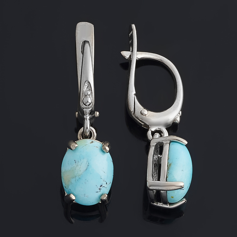 Серьги бирюза Казахстан США (серебро 925 пр.)