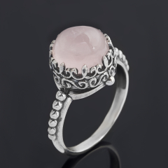 Кольцо розовый кварц Бразилия (серебро 925 пр. оксидир.) размер 18