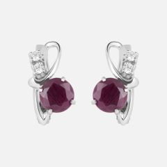 Серьги рубин Мьянма (серебро 925 пр. родир. бел.) огранка