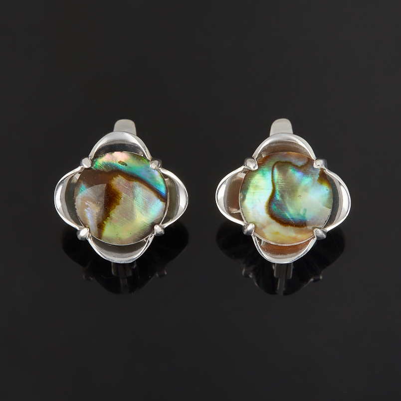 Серьги перламутр галиотис Индонезия пуссеты (серебро 925 пр.)
