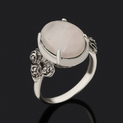 Кольцо розовый кварц Бразилия (серебро 925 пр. оксидир.) размер 17,5