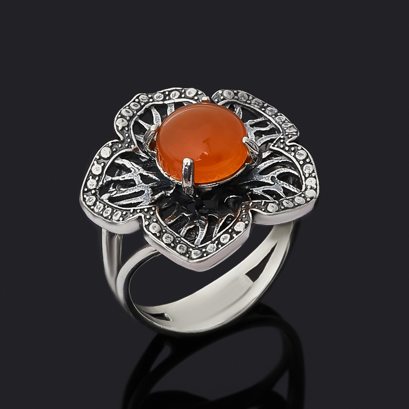 Кольцо сердолик Ботсвана (серебро 925 пр. оксидир.) размер 18,5