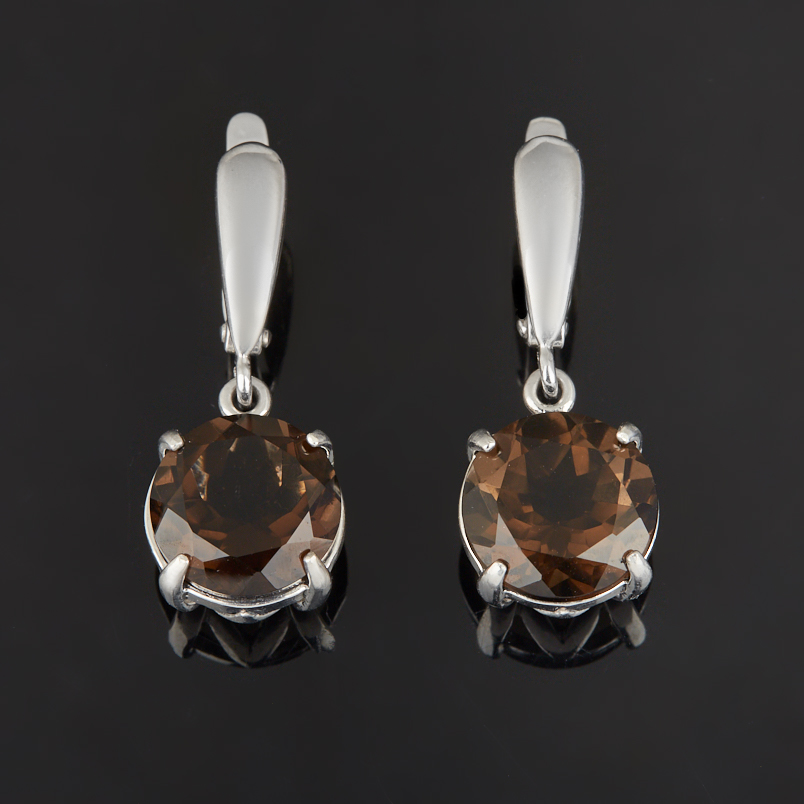 Серьги раухтопаз Бразилия огранка (серебро 925 пр.)