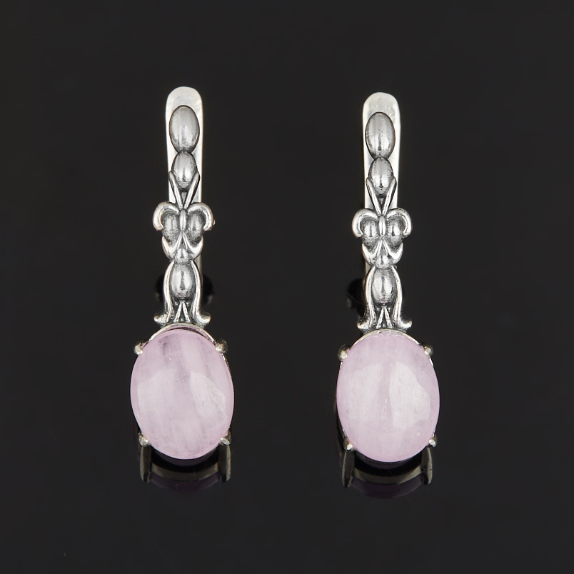 Серьги кунцит Бразилия (серебро 925 пр. оксидир.)