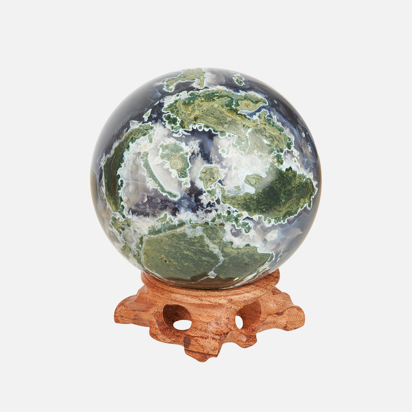 Шар агат серый Армения (на подставке) 9&nbsp;см