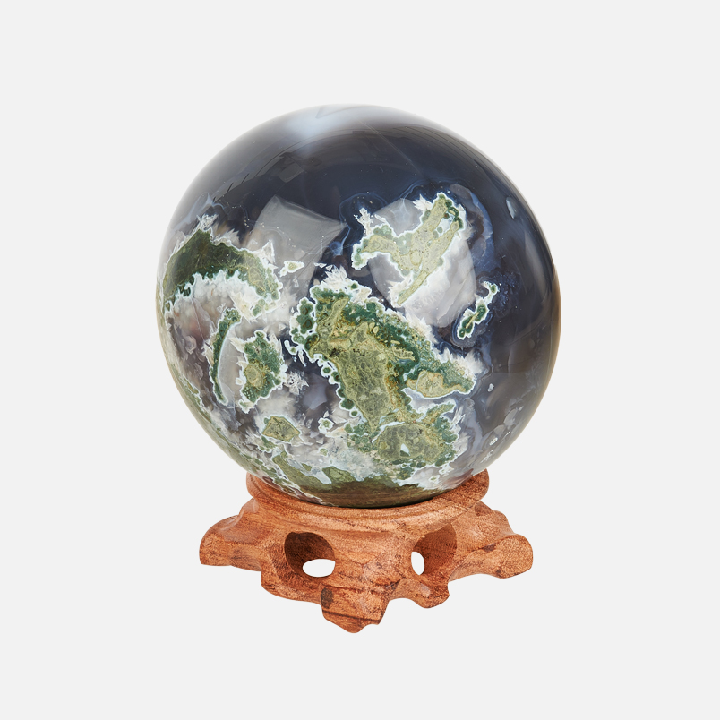 Шар агат серый Армения (на подставке) 9&nbsp;см