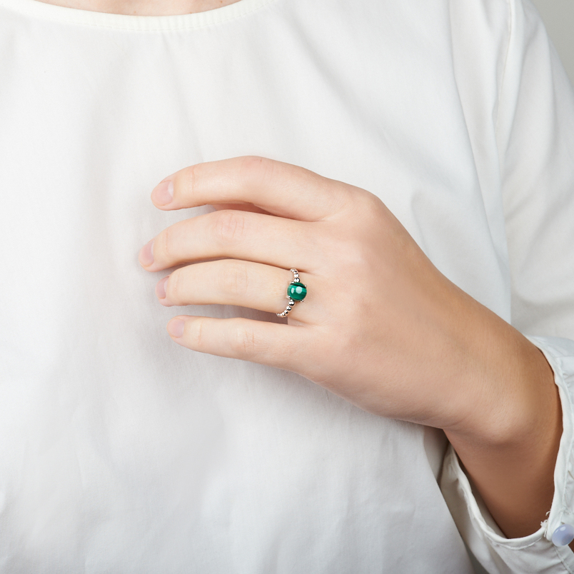 Кольцо малахит Конго (серебро 925 пр.) размер 17,5